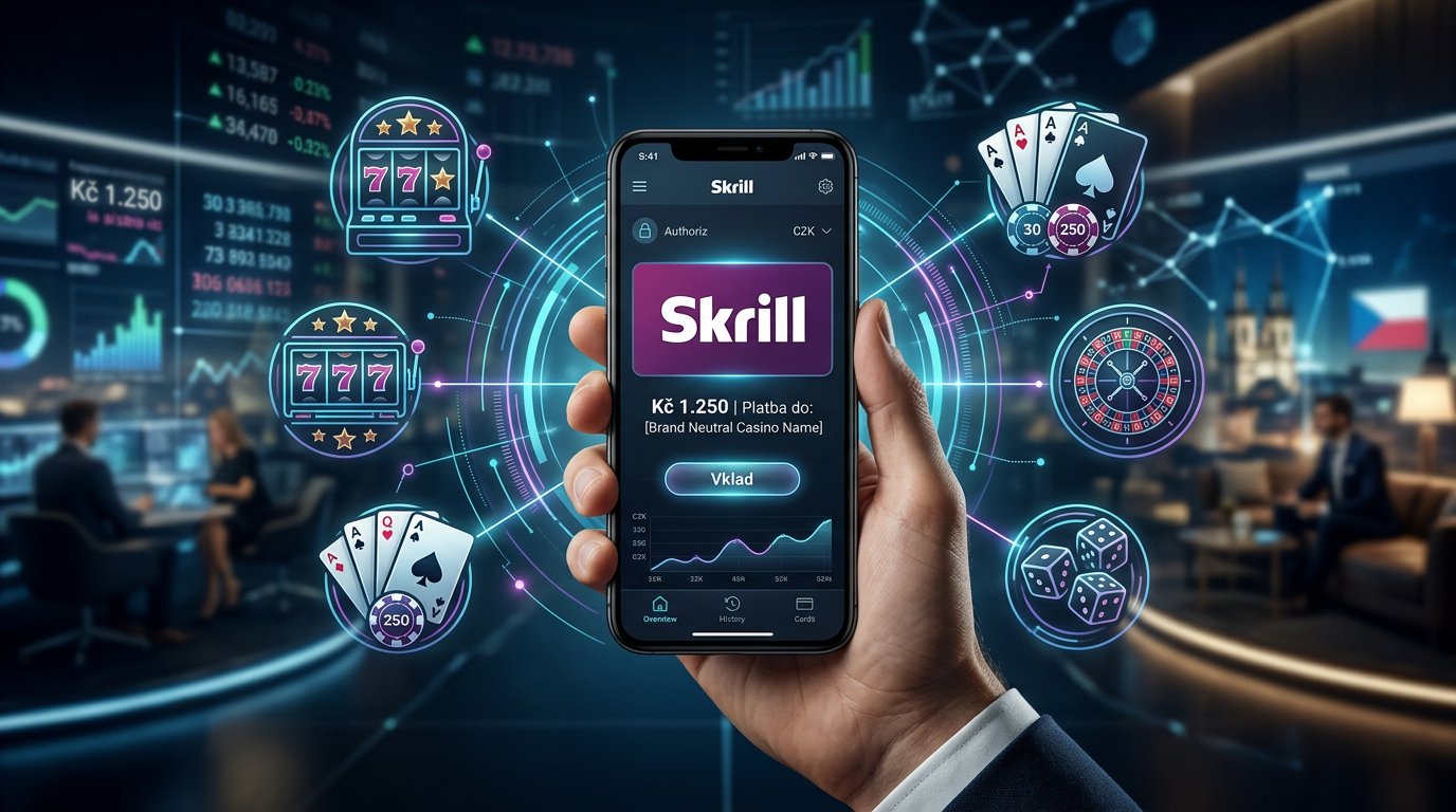Moderní vizualizace platební metody Skrill v prostředí online casin